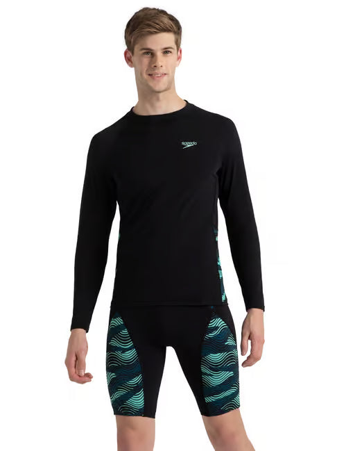 Speedo Men's Endurance+ Long Sleeve Splice Printed Suntop