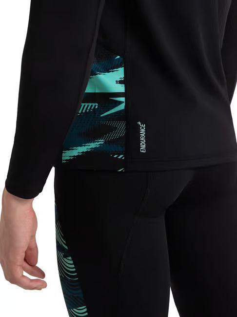 Speedo Men's Endurance+ Long Sleeve Splice Printed Suntop