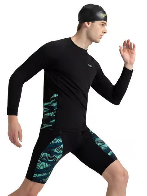 Speedo Men's Endurance+ Long Sleeve Splice Printed Suntop