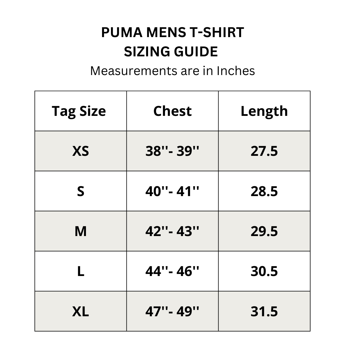 Polo Shirt Us Standard T Shirt Size Chart Puma Men's Golf Polo T