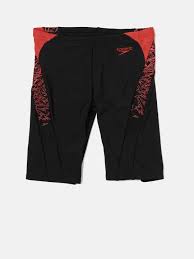 Speedo Boys Black & Red Printed Swim Shorts