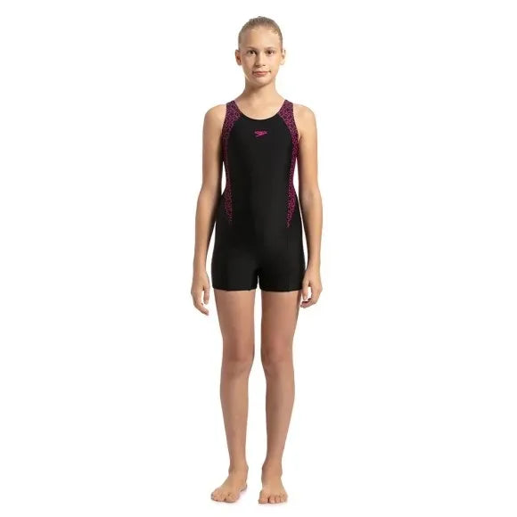 Speedo Girl's Boomstar Splice Legsuit - Black/Pink