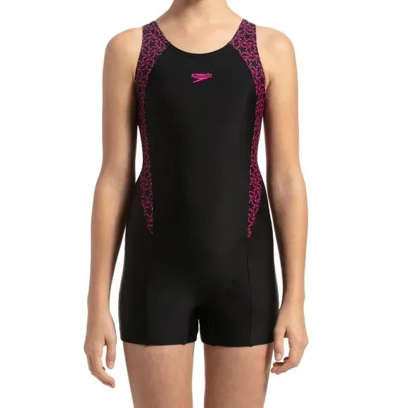 Speedo Girl's Boomstar Splice Legsuit - Black/Pink