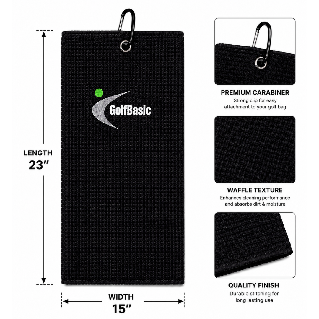GolfBasic Microfibre Golf Towel with Carabiner
