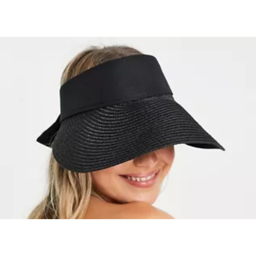 GolfBasic Ladies Natural Straw Ribbon Visor