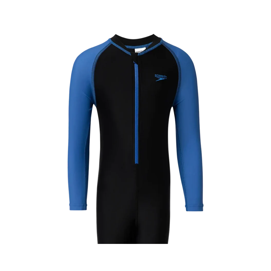 Speedo Kid's Unisex Endurance10 Color Block All In One Suit - Black & Turkish Sea