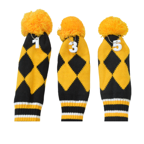 GolfBasic Knitted Head Covers (Set of 3 pcs) Black/Yellow