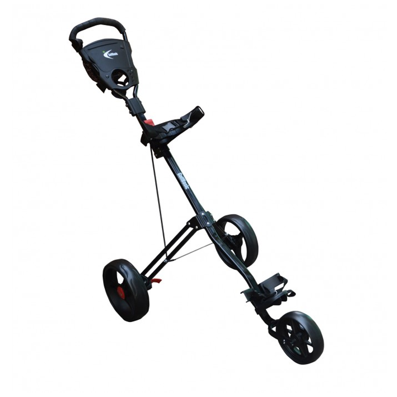 GolfBasic Caddylite Three Wheel Golf Push Cart with Umbrella Holder