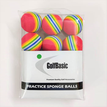GolfBasic Sponge Practice Golf Balls - Rainbow colour, soft foam indoor practice