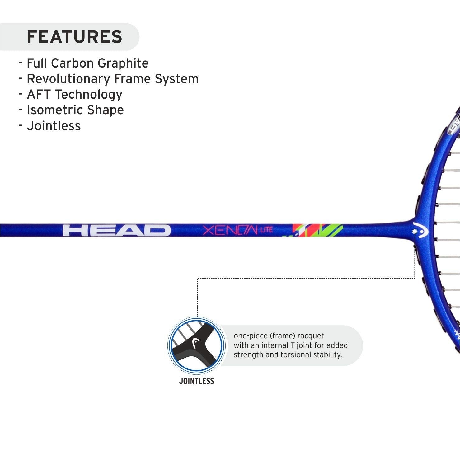 Head Xenon Lite Unstrung Badminton Racquet (Blue/Lime)