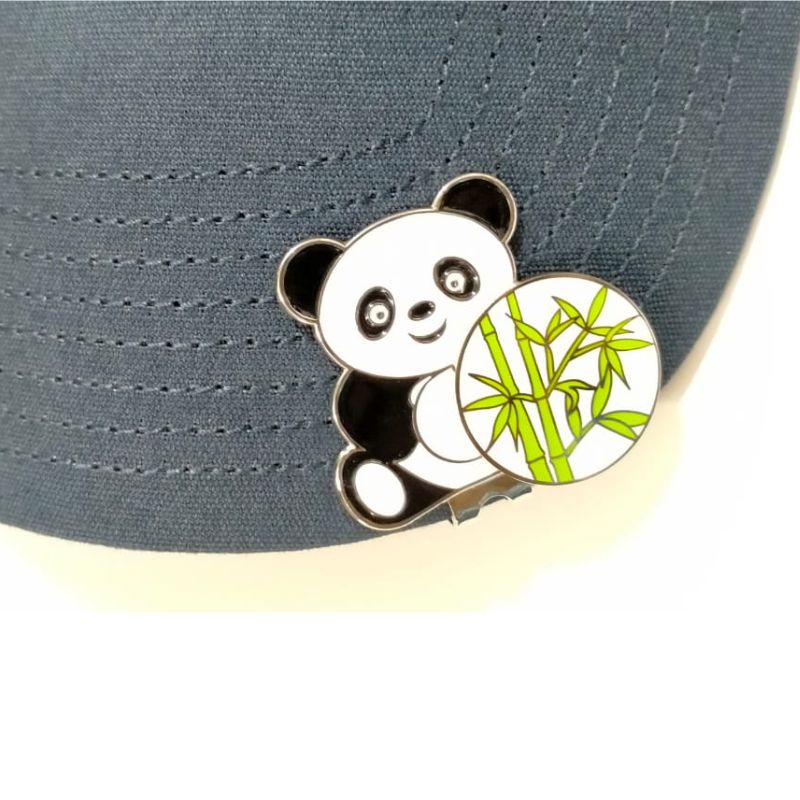 GolfBasic Panda Magnetic Cap Clip & Bamboo Plant Ball Marker